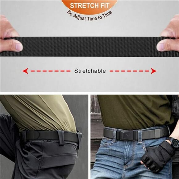 Mens Nylon Tactical Belt 2 Pack Quick Release Stretch Belt for Work or Hiking - Picture 6 of 7